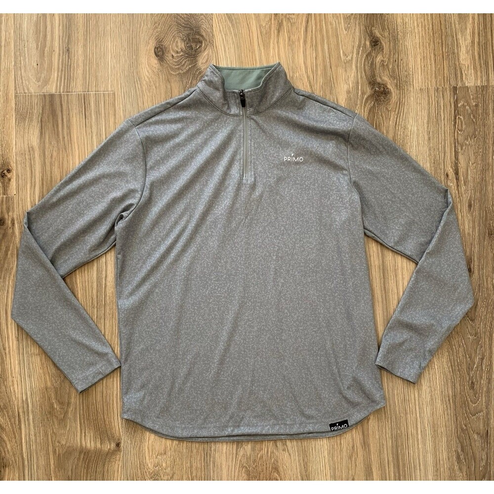 PRIMO Mens L Gray Long Sleeve 1/4 Zip Pullover Mock Neck Activewear Top